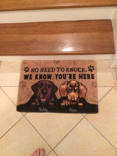 Customer photo review of Dog Personalized Doormat - DM042PS