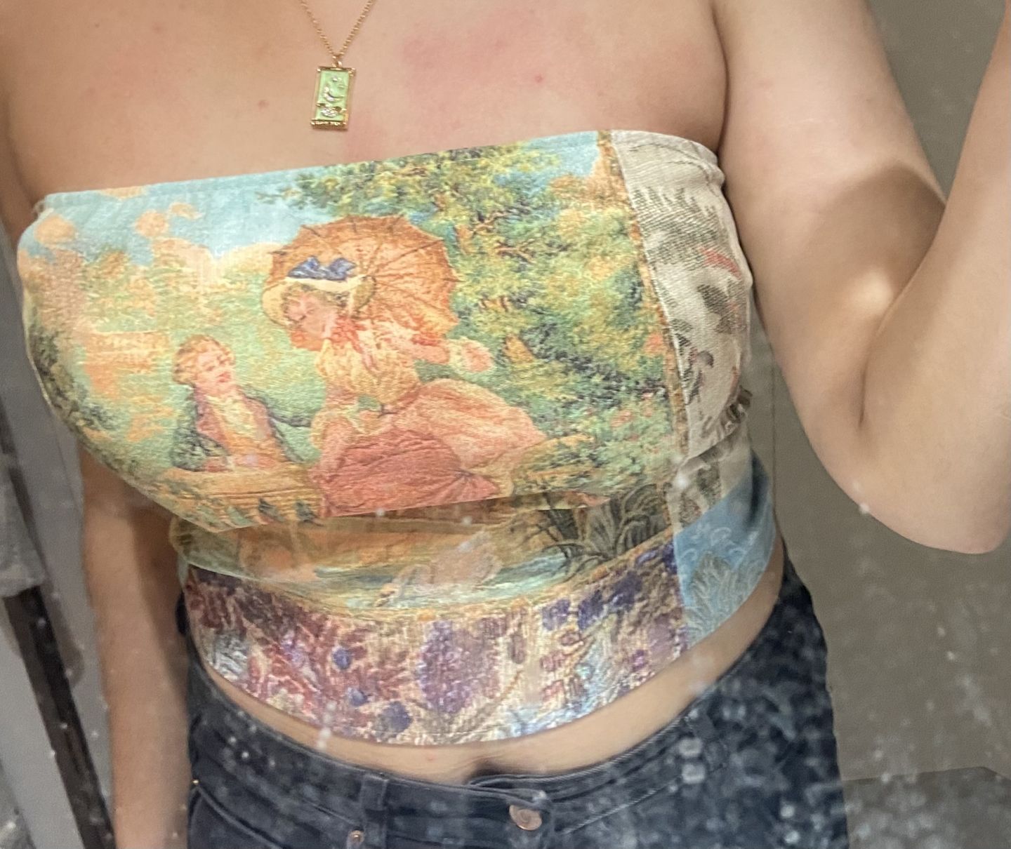 Customer photo review of Aesthetic Embroidered Tube Top