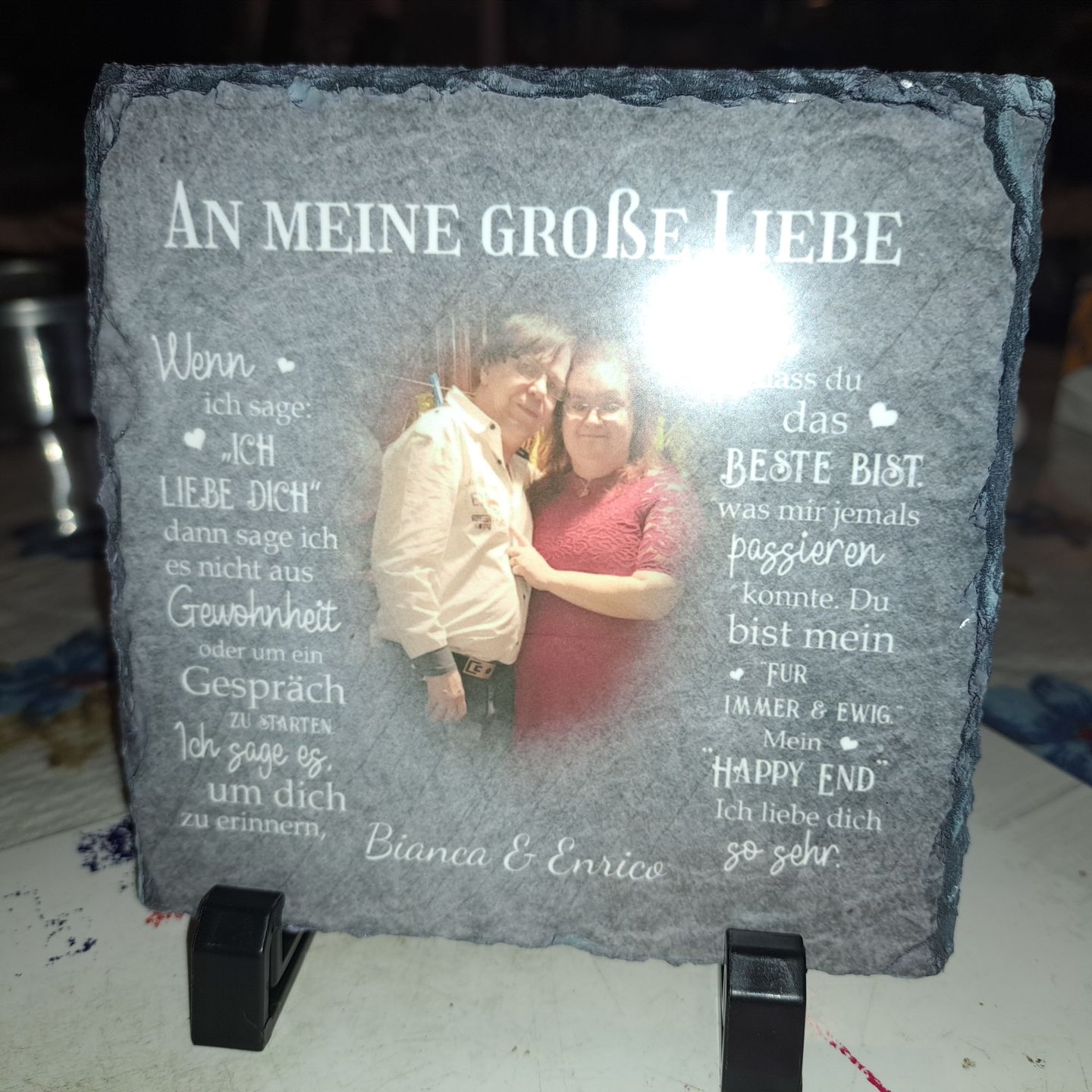 Customer photo review of An meinen Schatz - Paar-Schieferplatte