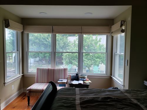 Customer photo review of SmartWings Motorized Woven Wood Shades 100% Blackout