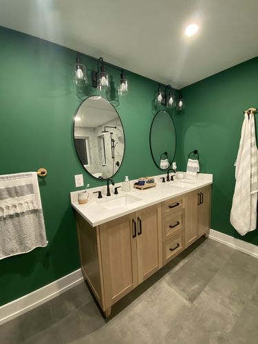 Customer photo review of Bridgeport 72" White Oak Bathroom Vanity, Double Sink