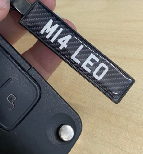 Customer photo review of Personalised Metal Number Plate Keyring