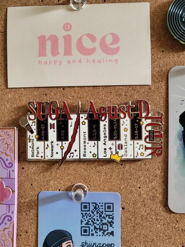 Customer photo review of BTS Suga | Agust D Tour Enamel Pins