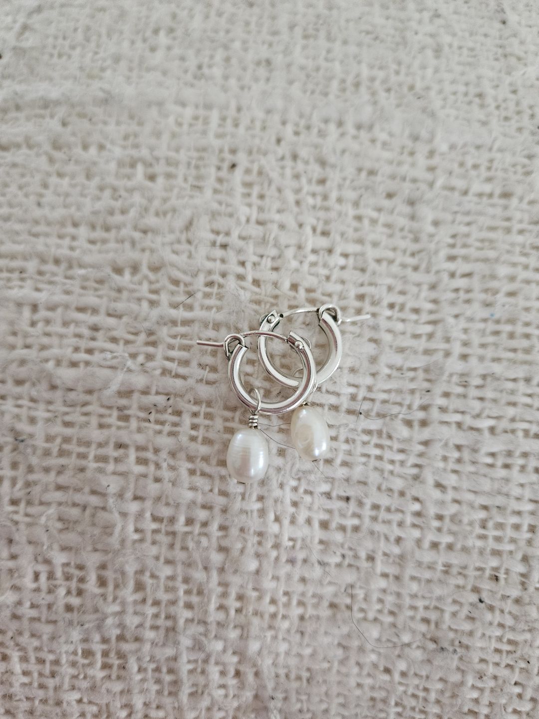 Customer photo review of Pearl Small Hoops