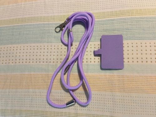 Cordon De Suspension Universel Pour Téléphone - Longueur Réglable 75 Cm, Patch De Fixation, Nylon Résistant, Couleur Lilas