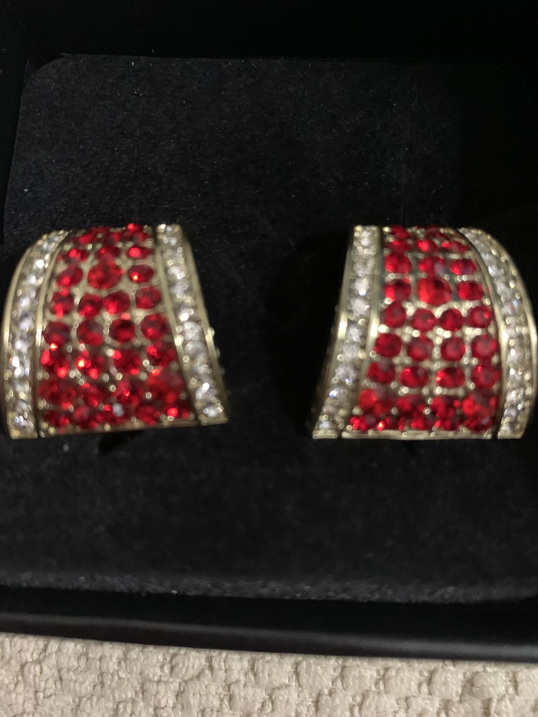 Customer photo review of Heidi Daus®"Say it with Style Hug" Crystal Button Earring