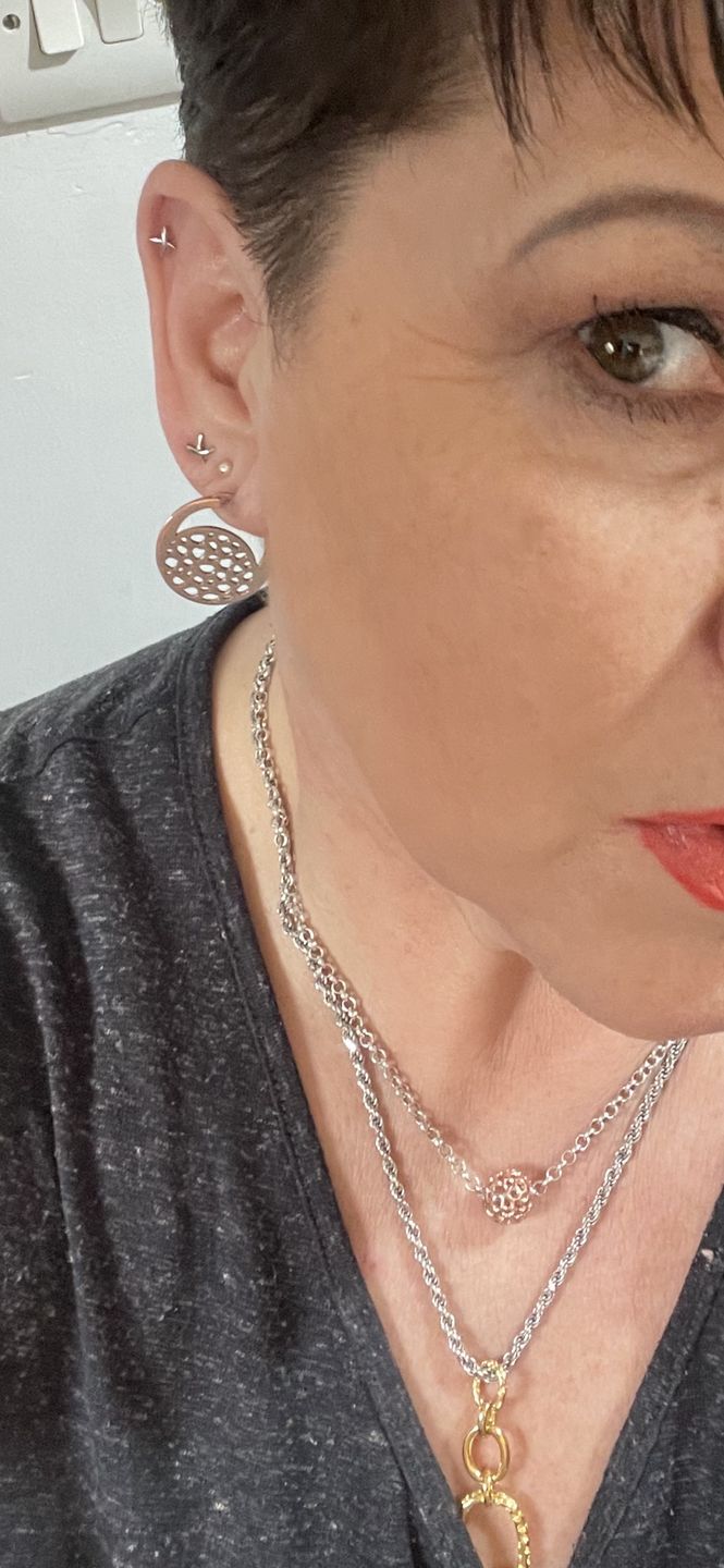 Customer photo review of Lattice Globe Pebble Charm