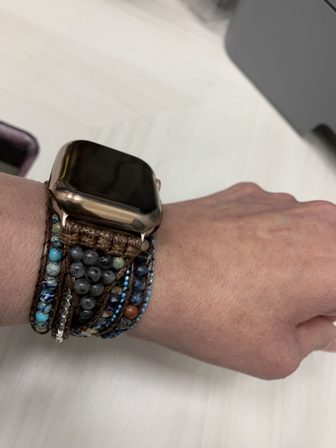 Customer photo review of Serene Ocean Apple Watch Strap