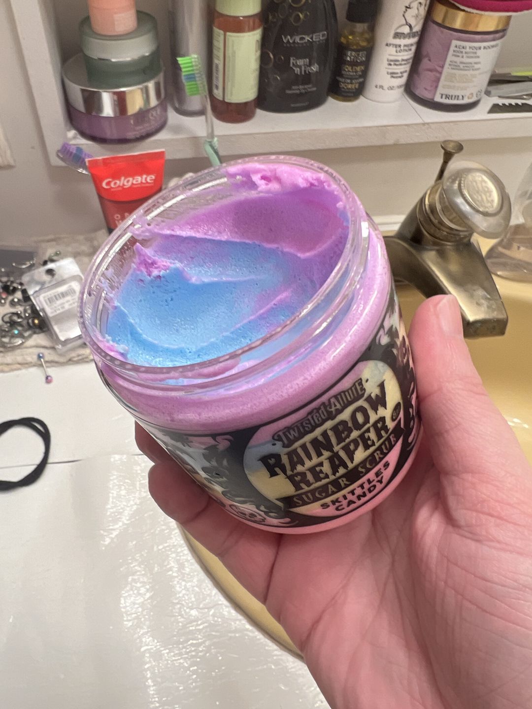 Customer photo review of Rainbow Reaper Sugar Scrub (Skittles Candy)