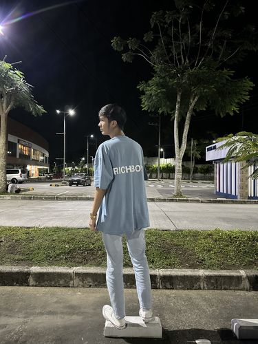 Customer photo review of DROP SHOULDER TEE - POWDER BLUE