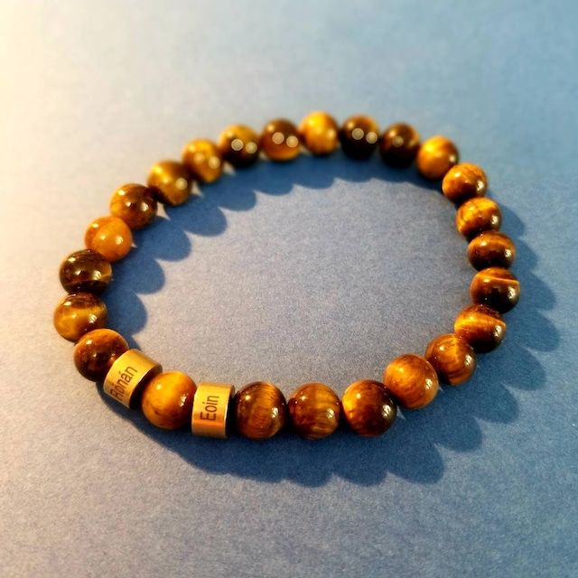Customer photo review of Customized Lava Tiger Eye Stone Beads Bracelet for Men