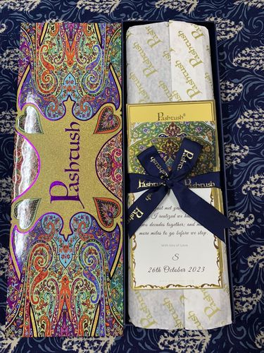 Customer photo review of Pashtush Mens Antique Look Heritage Design, Jamawar Stole, Fine and Soft