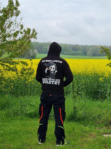 Customer photo review of Lustig Sensenmann - Hoodie Unisex Rückendruck