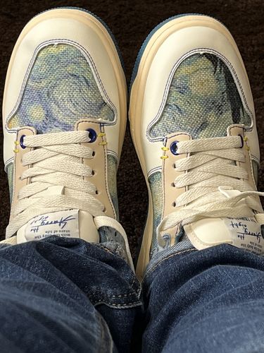 Customer photo review of Van Gogh Starry Night inspired sneakers