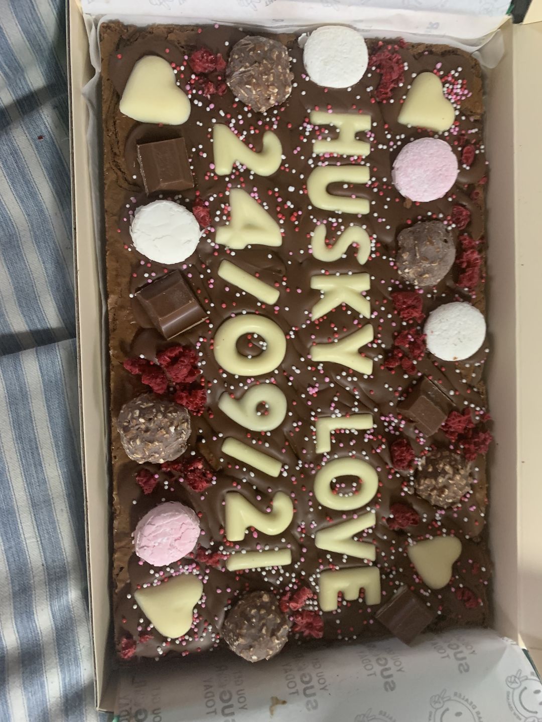 Customer photo review of Mega custom message heart brownie