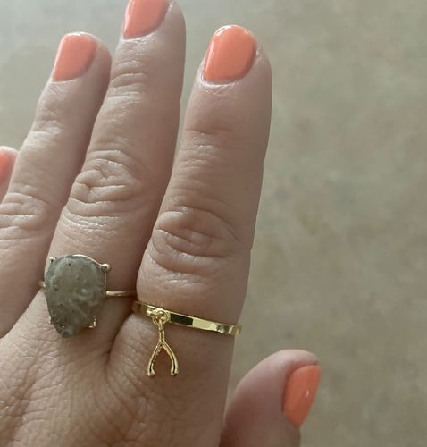 Customer photo review of Wishbone Charm Ring - Gold