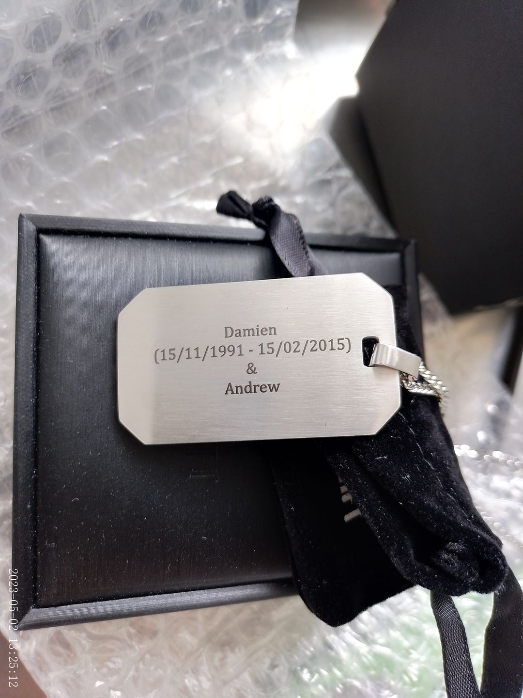 Customer photo review of NZ Made Personalised Custom Photo & Text Necklace