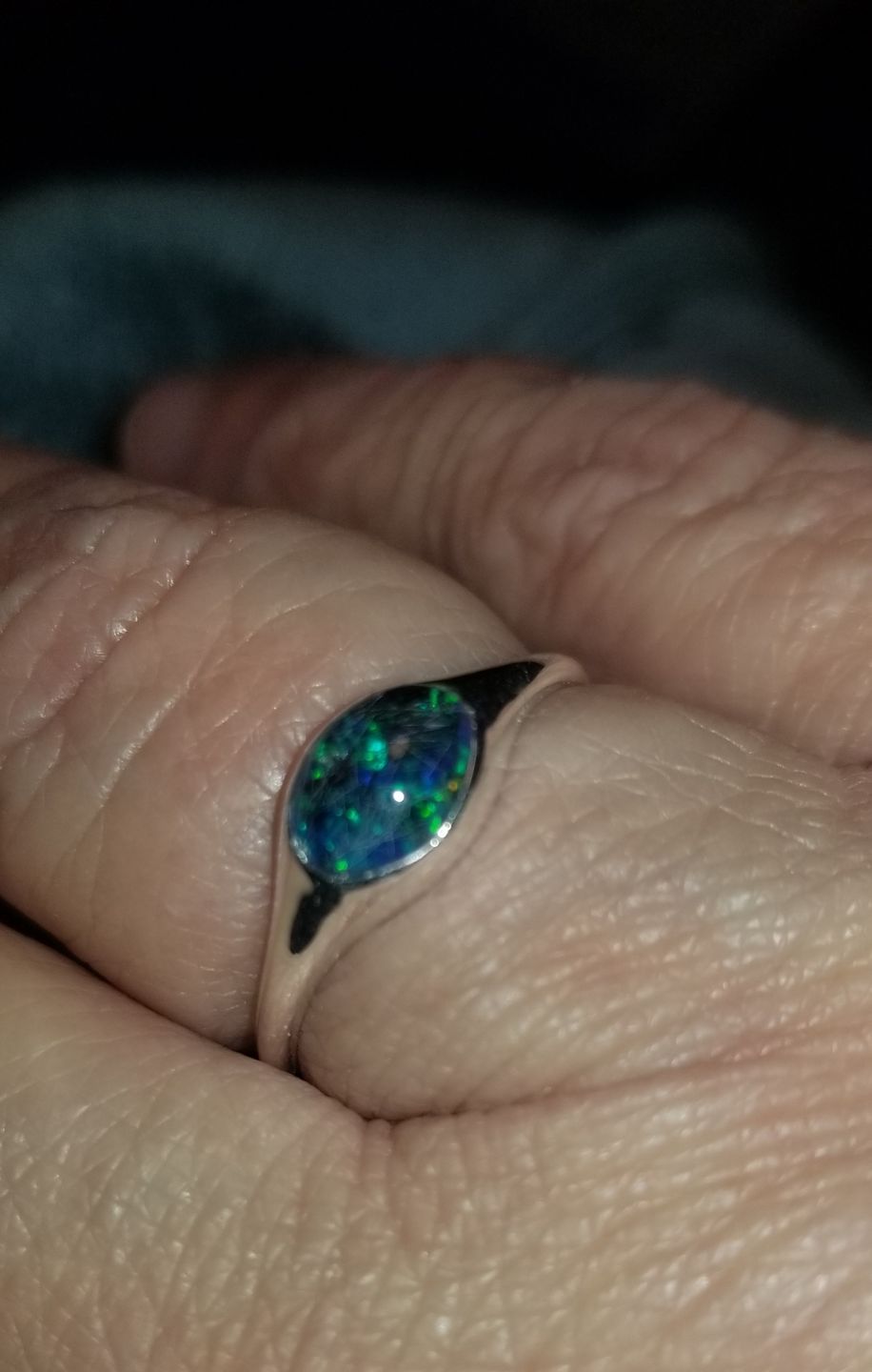 Customer photo review of Golden Oval Ring with Cremation Ashes