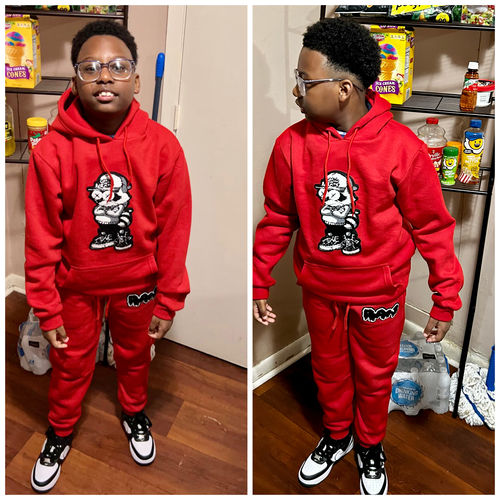Customer photo review of Men RAW Nights Tangerine Chenille Crew Neck - White