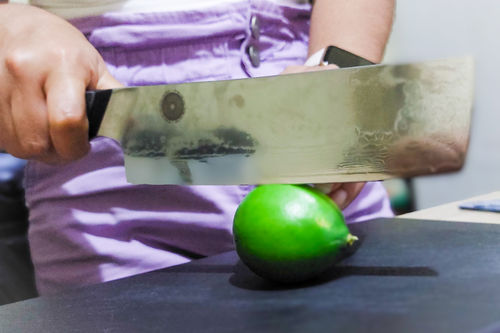 Customer photo review of Cuchillo Nakiri Acero Damasco - Colección Camuflaje