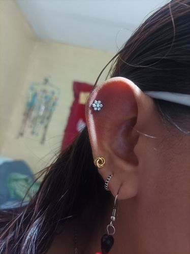 Customer photo review of Piercing 1era Perforación Titanio Florecita