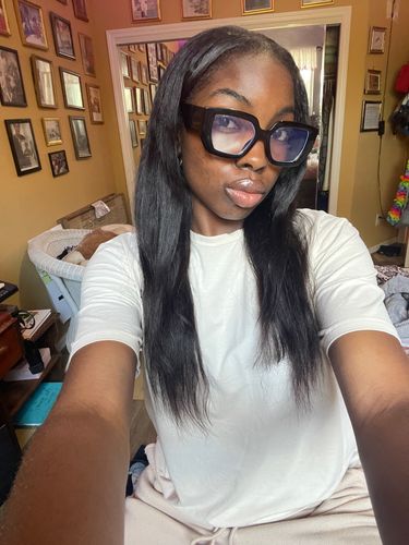 Customer photo review of Clip Ins Extension Kinky Straight 12A+ Virgin Human Hair Extension