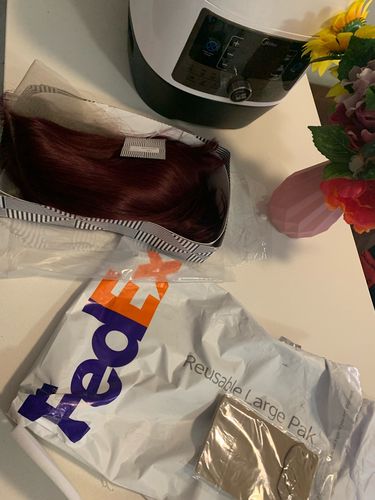 Customer photo review of 200% Vibrant Burgundy Straight Bob Transparent Lace Frontal Wig