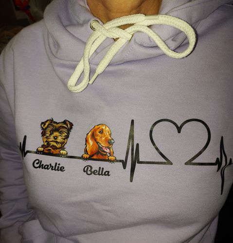 Customer photo review of CUTE DOGS HEARTBEAT HOODIE (Unisex)