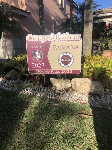 Customer photo review of Personalized College Bound Future Yard Sign