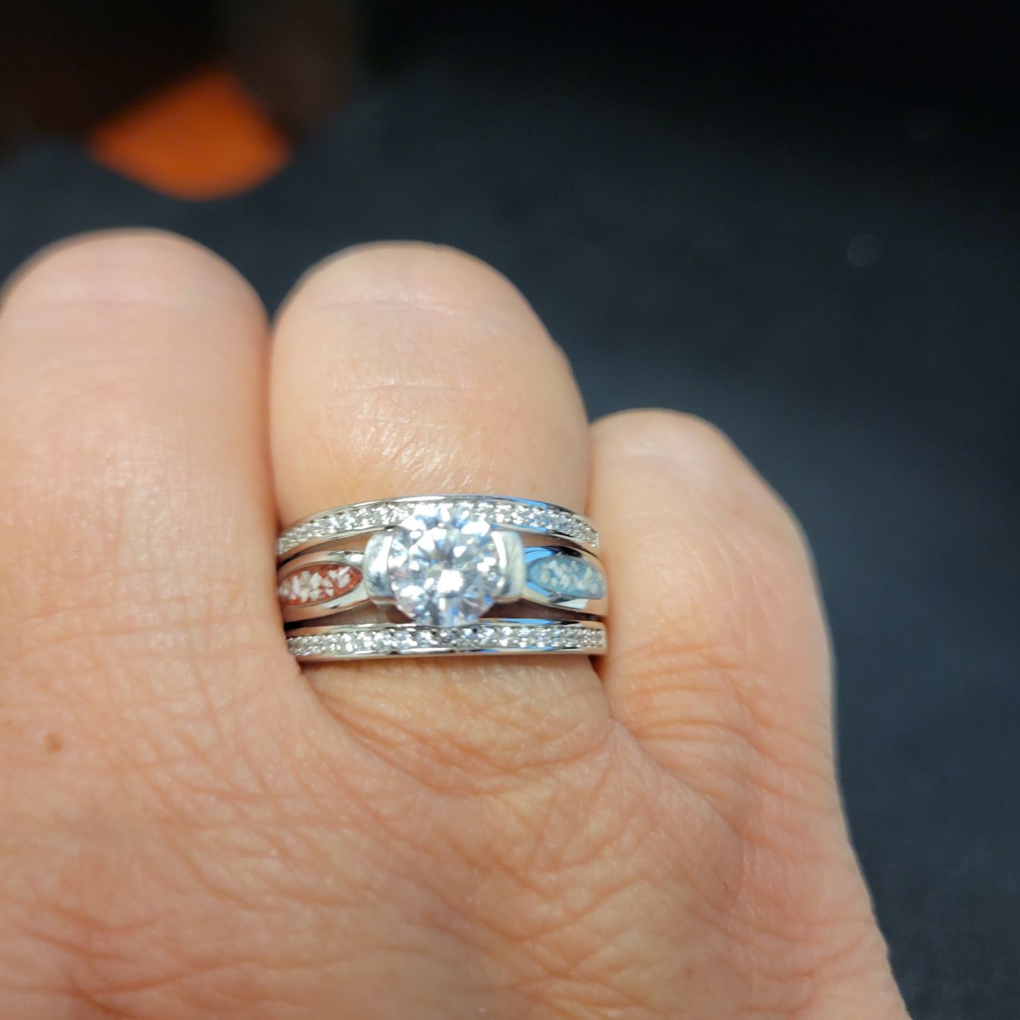 Customer photo review of Silver Ring with Gem and Cremation Ash