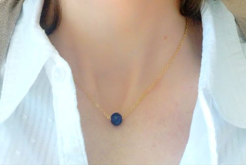 Customer photo review of Collier à perle d'améthyste en acier inoxydable