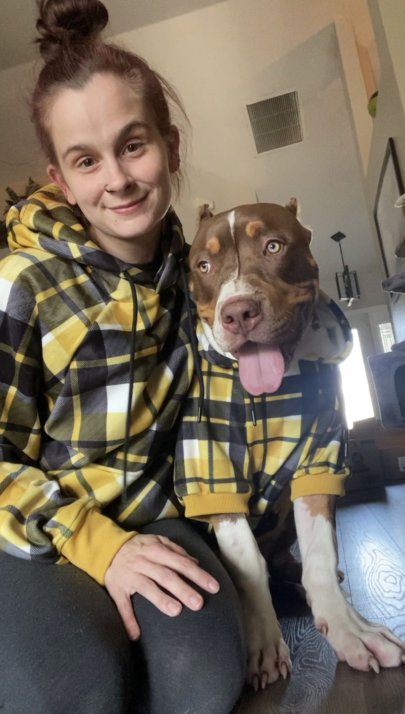 Customer photo review of Yellow Plaid Human Hoodie