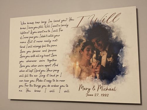 Customer photo review of Song Lyrics on Canvas | Magic Exhalation