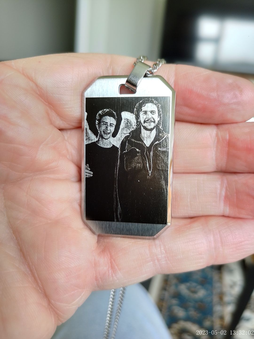 Customer photo review of NZ Made Personalised Custom Photo & Text Necklace
