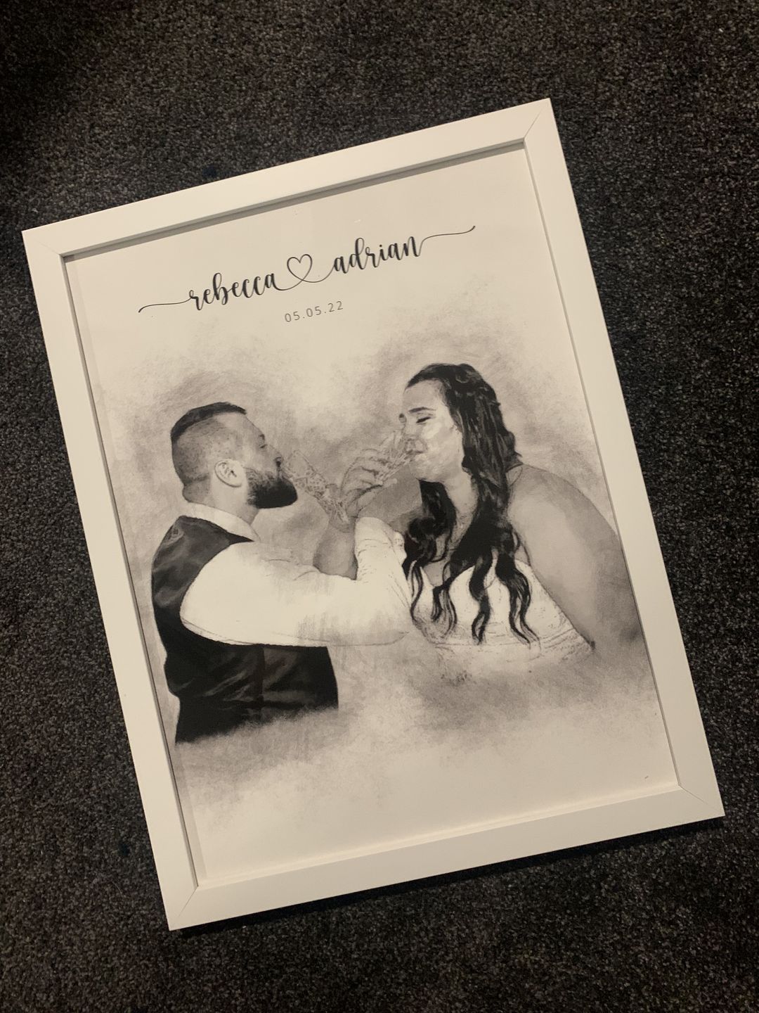 Customer photo review of Custom Newly Married Anniversary Wedding Couple Portrait