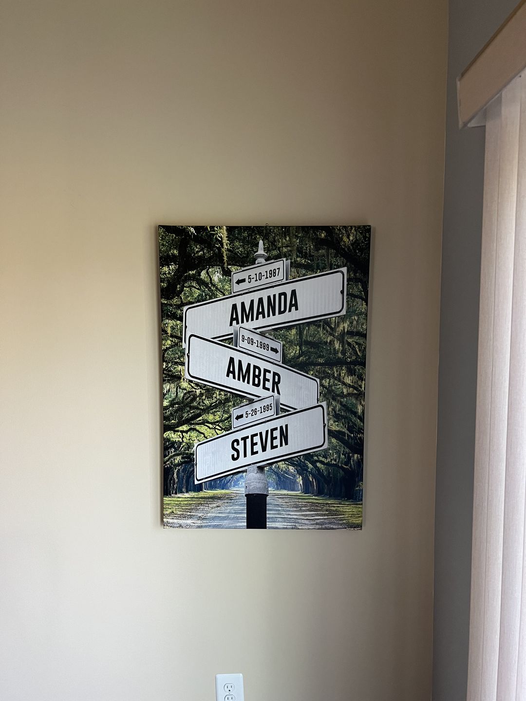 Customer photo review of Custom Kid Birth Date + Name Personalized Street Sign Canvas Wall Art