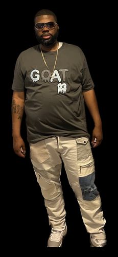 Customer photo review of Men GOAT Baby Blue/Grey Chenille Crew Neck T-Shirts