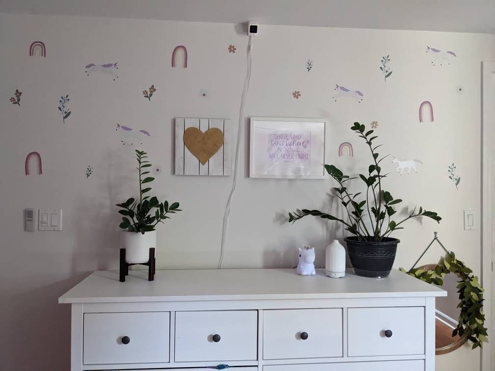 Customer photo review of Muted Unicorn and Rainbow Removable Decals