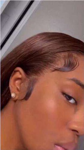 Customer photo review of 200% Density Dark Brown Straight Bob Lace Frontal Wig