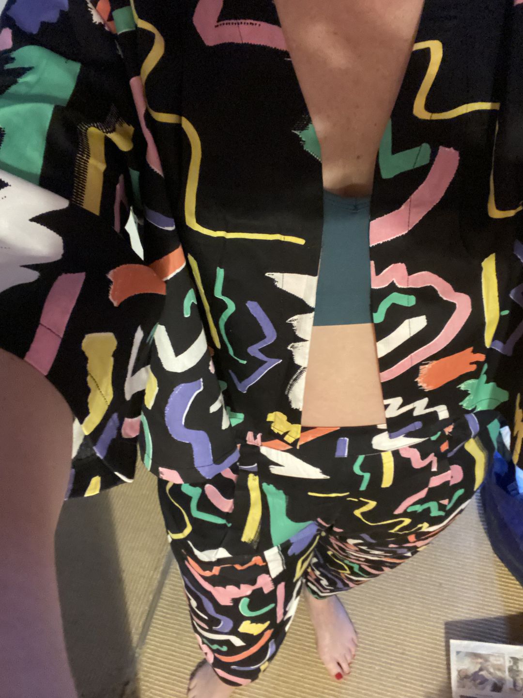 Customer photo review of Black Scribble Cropped Swing Jacket