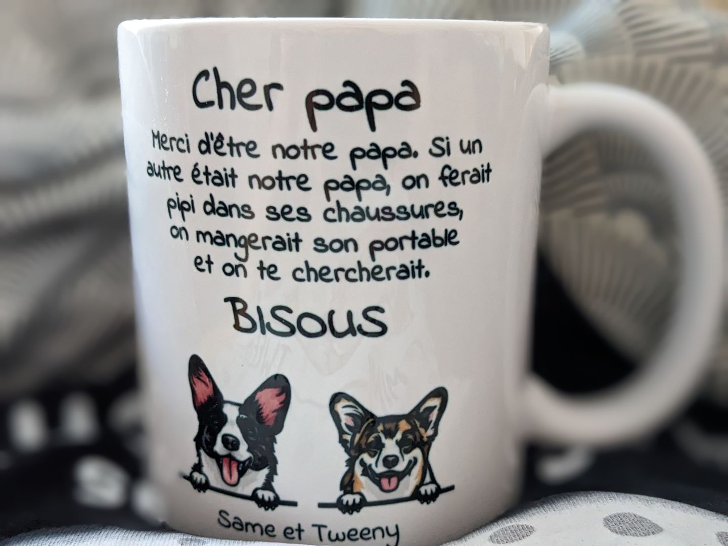 Customer photo review of Cher papa (chien) - Mug personnalisé