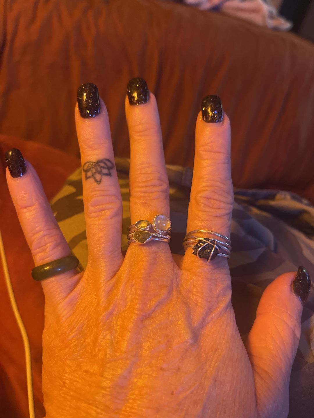 Customer photo review of Natural Raw Apatite Wire Wrapped Ring Sterling Silver