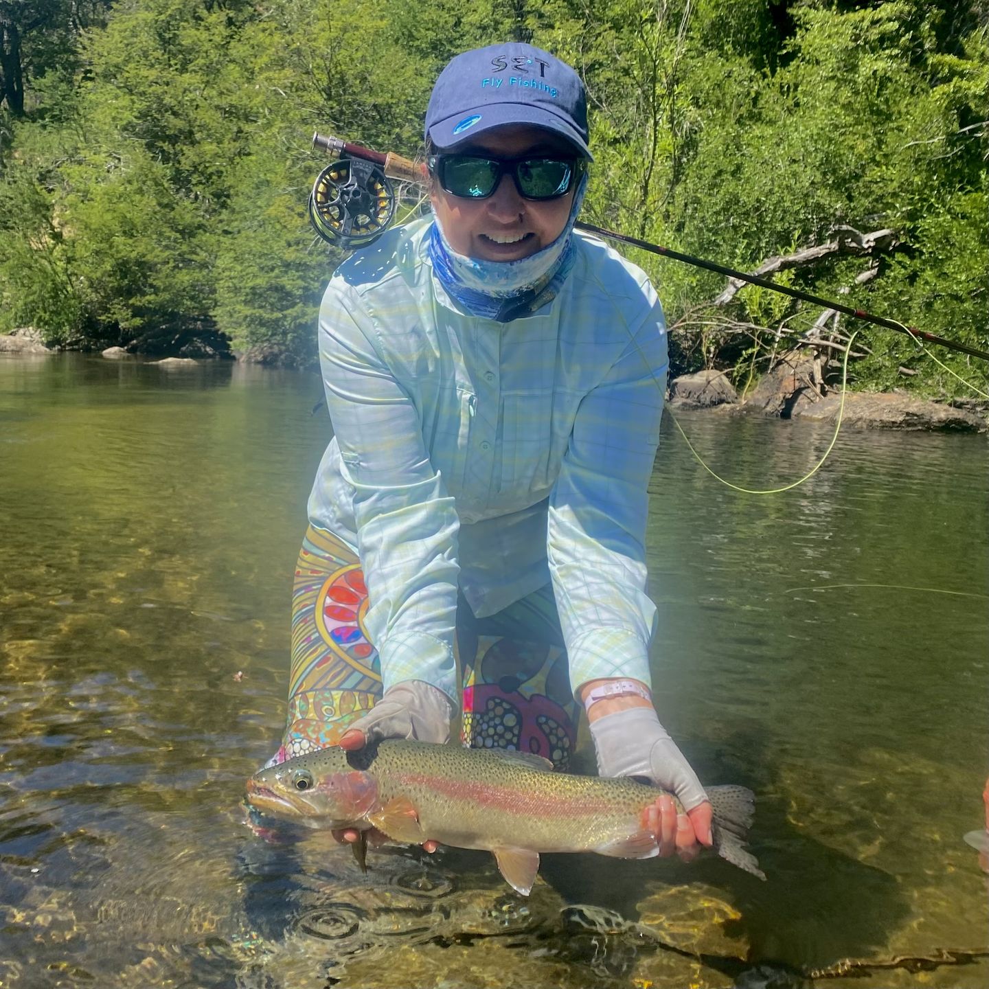 Customer photo review of Troutrageous Rainbow Signature Leggings