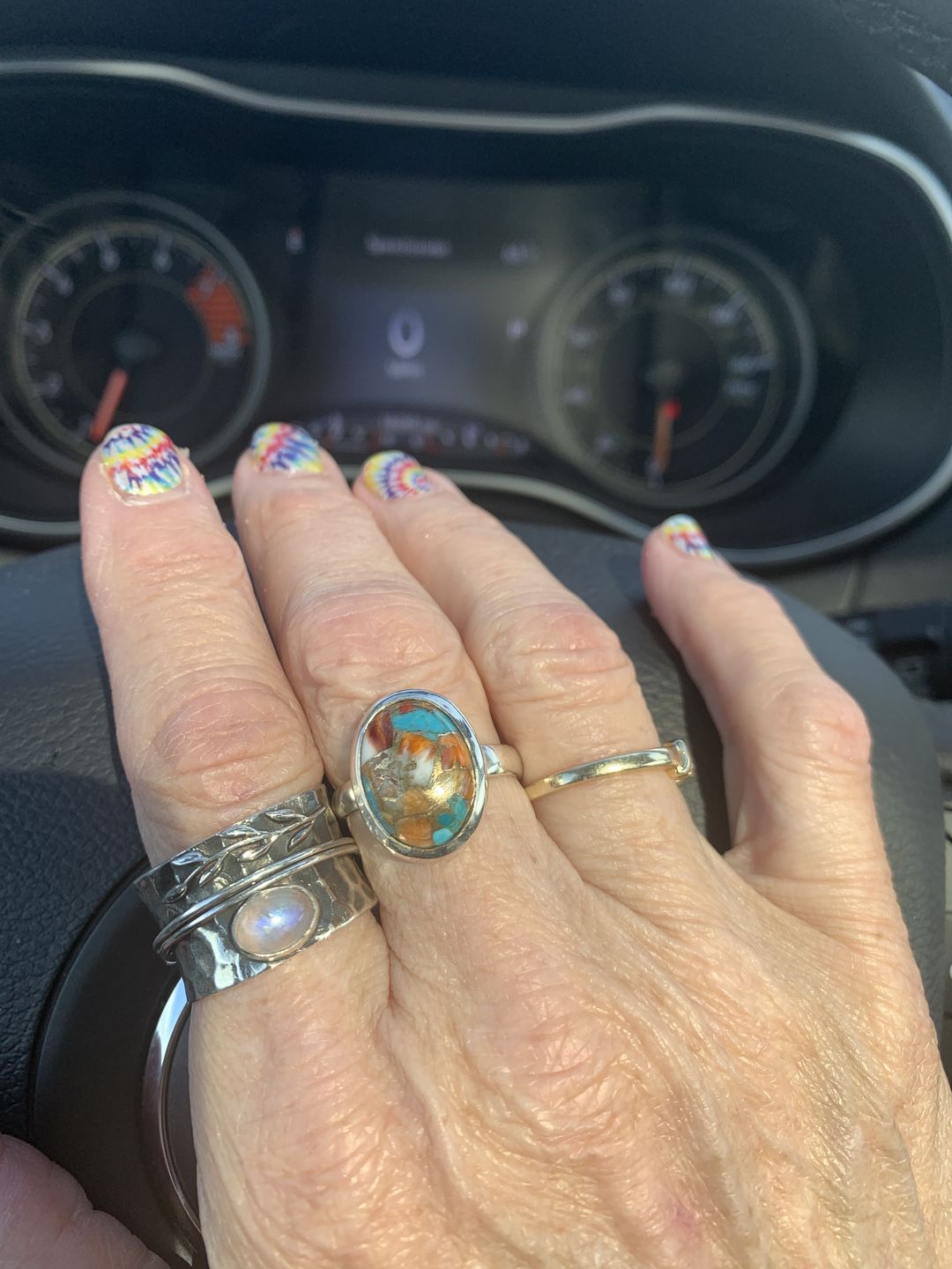 Customer photo review of Oyster Copper Turquoise Ring Sterling Silver