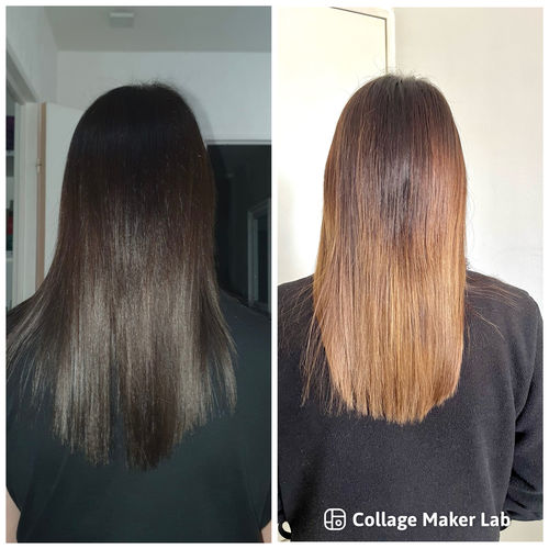 Customer photo review of Notre soin éclaircissant pour des cheveux rayonnants en moins de 5 minutes