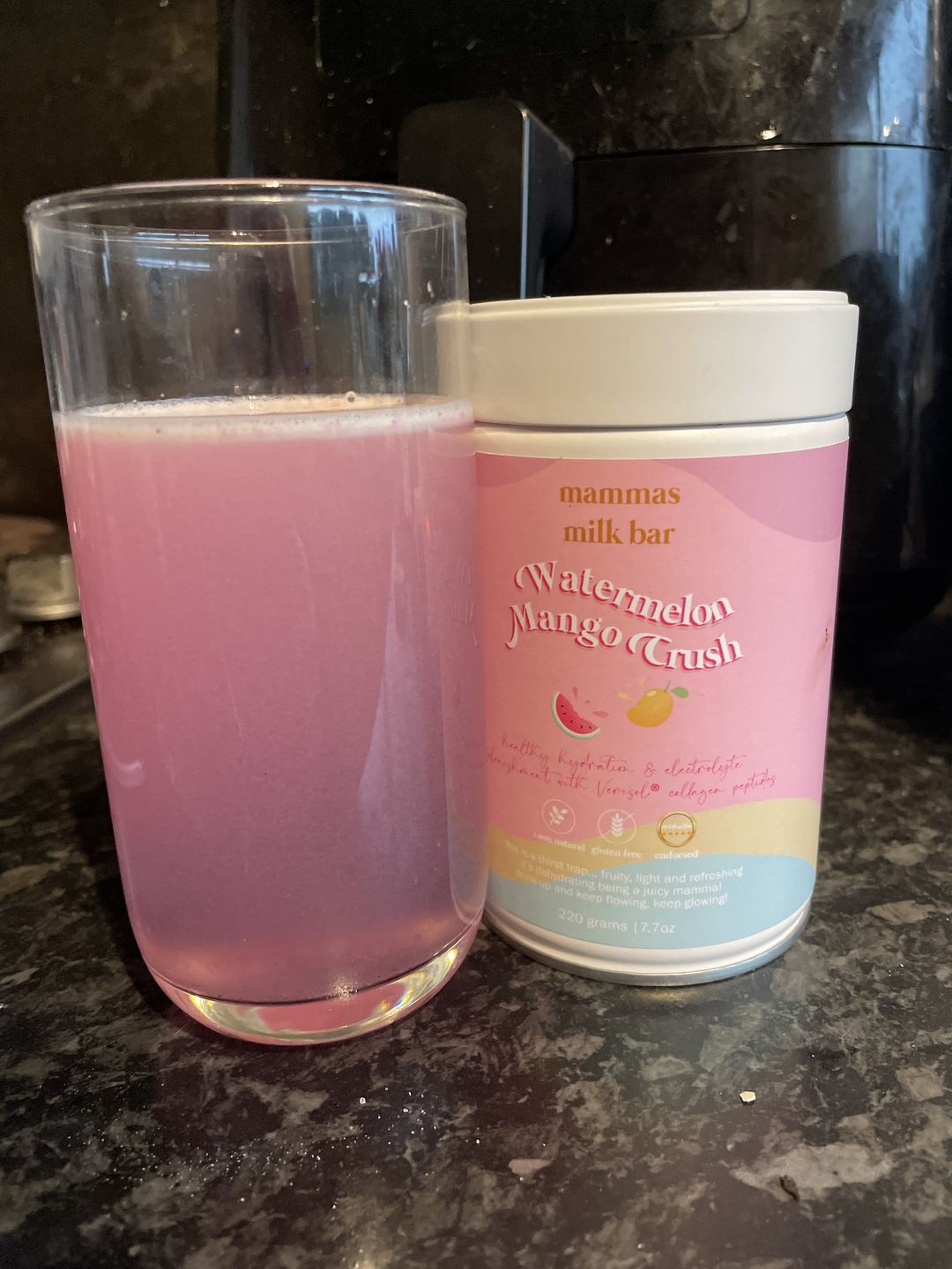 Customer photo review of Watermelon Mango Crush Hydration Electrolyte Drink with Verisol® Collagen