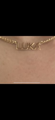 Customer photo review of Name Choker Block Letters Necklace with 3mm Cuban Chain