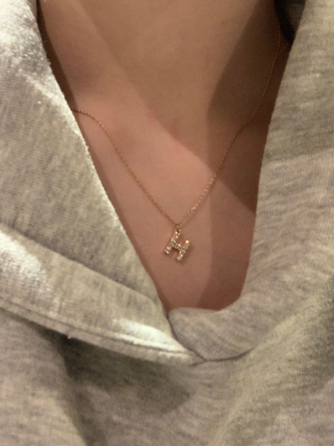 Customer photo review of Crystal letter necklace