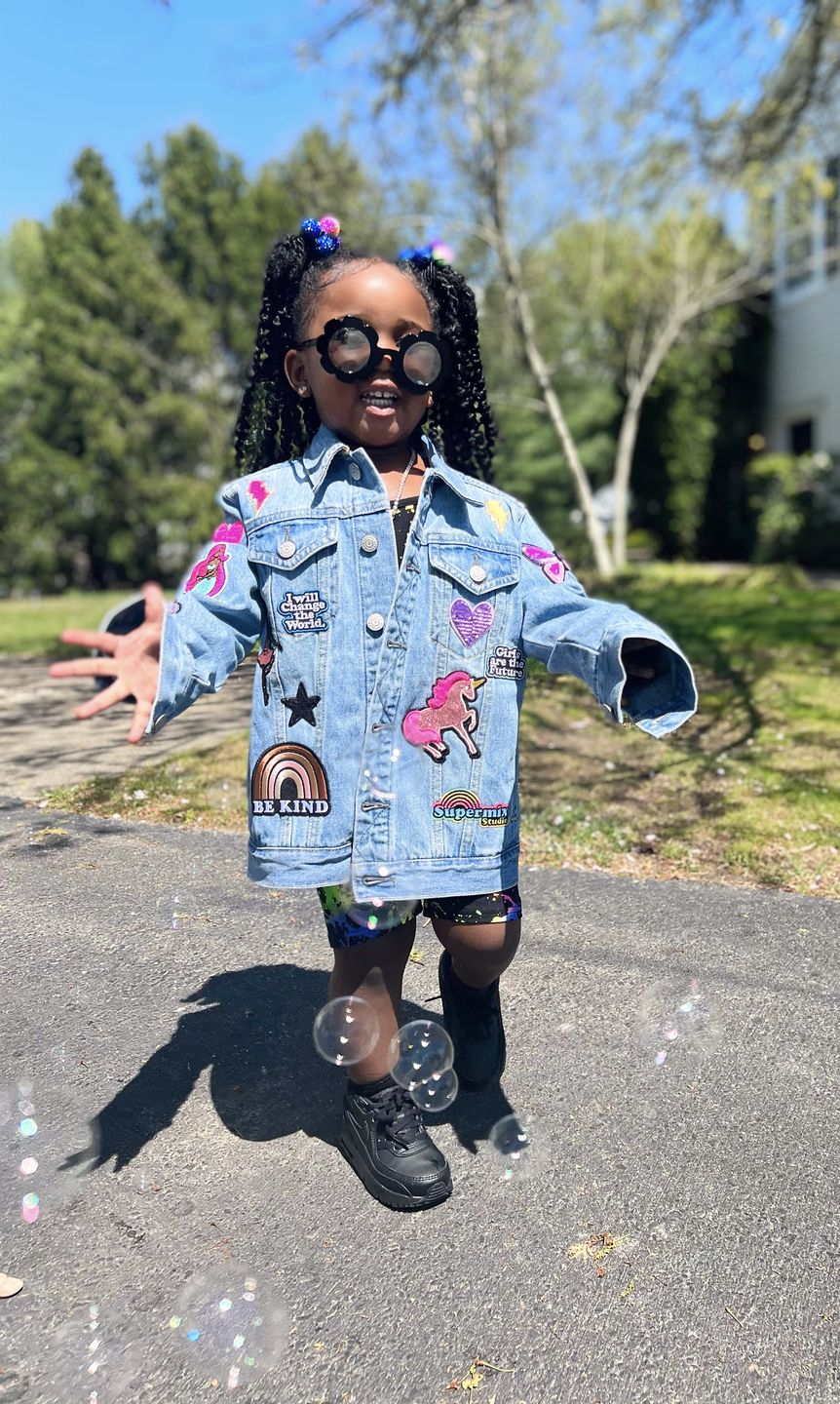 Customer photo review of Kids Classic Oversized Denim Jacket