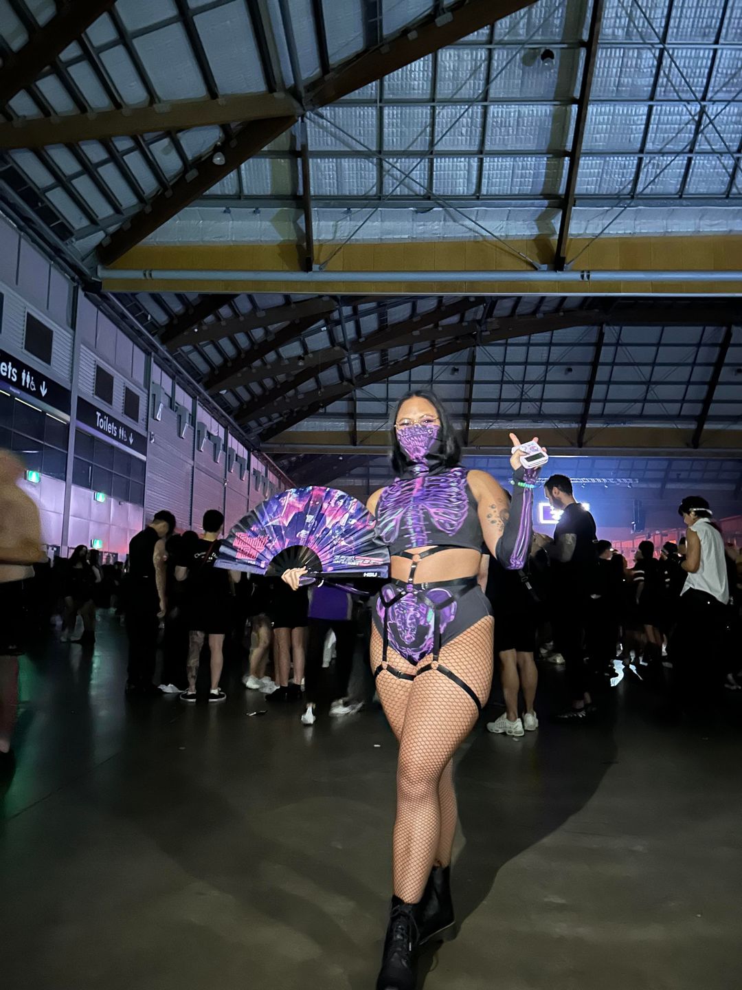 Customer photo review of Purple Skeleton Booty Shorts Set